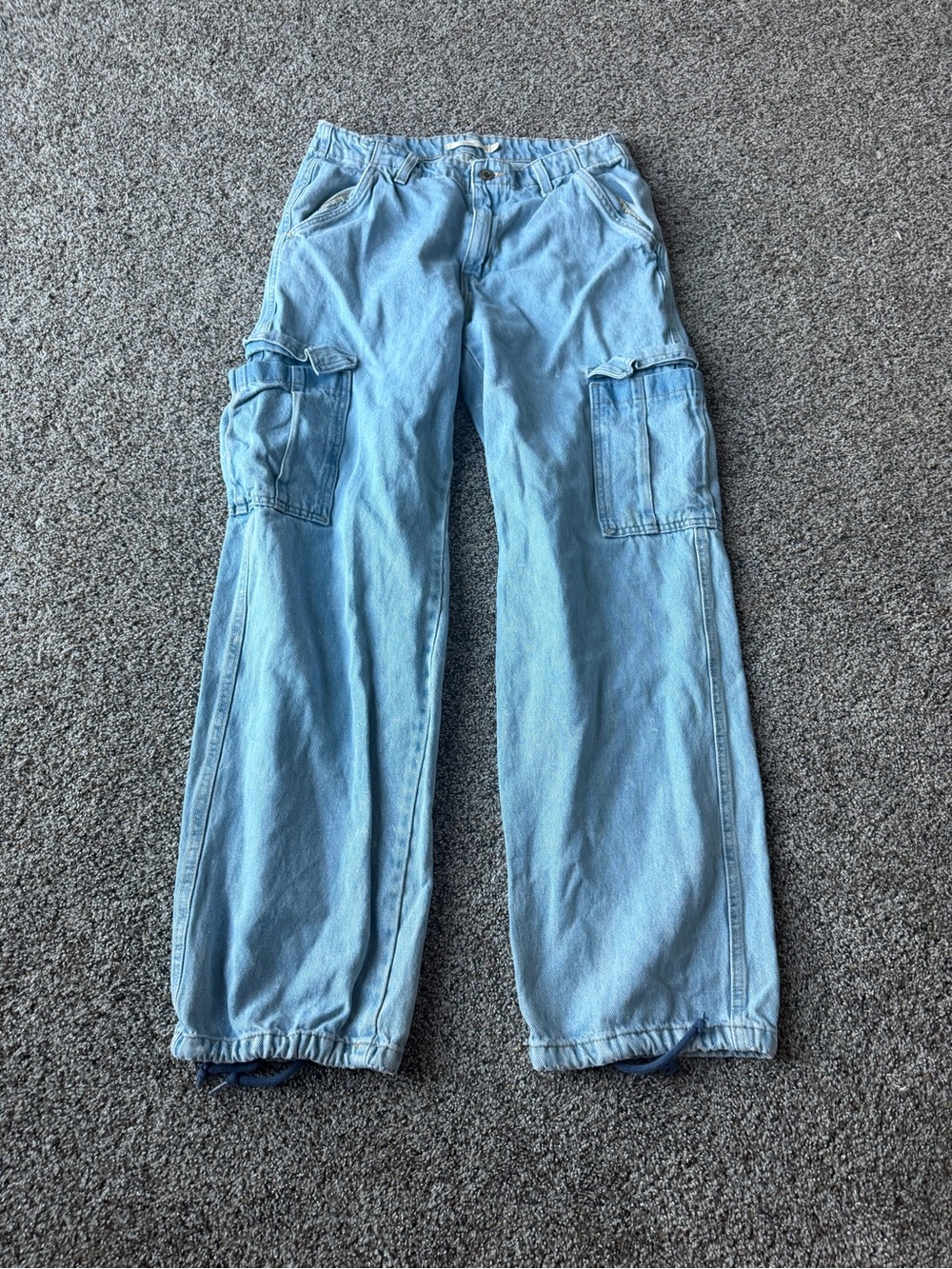 Levi's '94 Baggy Cargo Jeans Women's 28 Light Wash Y2K Wide Leg Drawstring